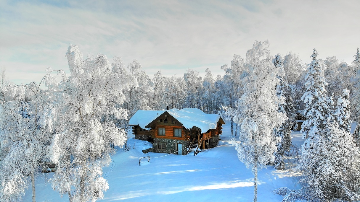 winter wilderness cabin in remote alaska